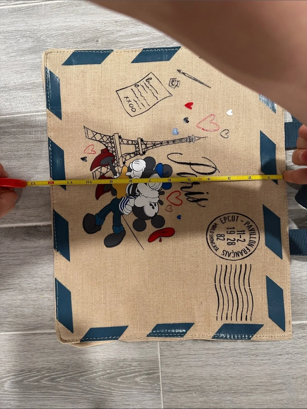 Disney Minnie Mouse Paris Envelope Tote Bag Jute Canvas Shopper NWT